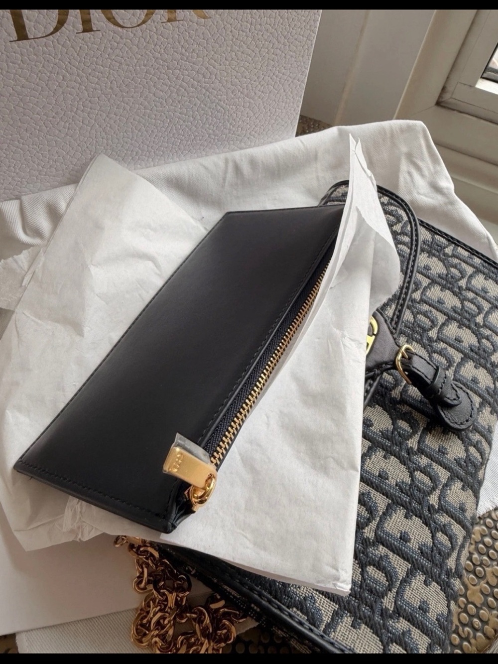 Dior Oblique Monogram Navy/Beige Crossbody with Gold Hardware - Picture 10 of 11
